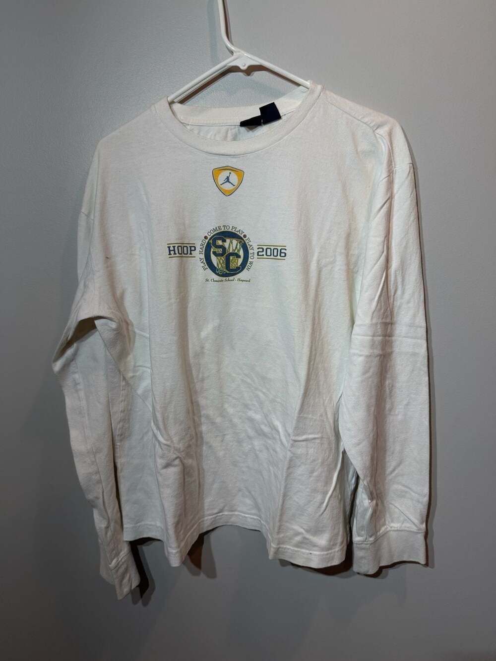 Vintage 2006 St. Clements School Hoop Long Sleeve T-Shirt White Large